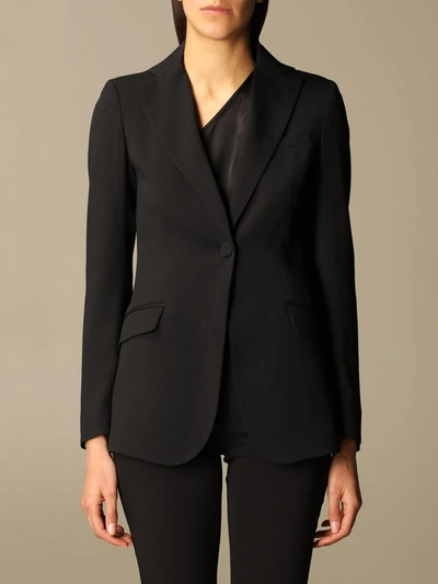 Shop L'autre Chose Singlebreasted Jacket In Crepe In Black