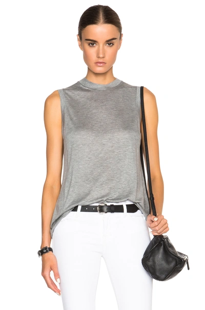 Shop Alexander Wang T High Neck Flared Tank In Heather Grey