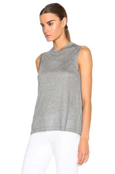 Shop Alexander Wang T High Neck Flared Tank In Heather Grey