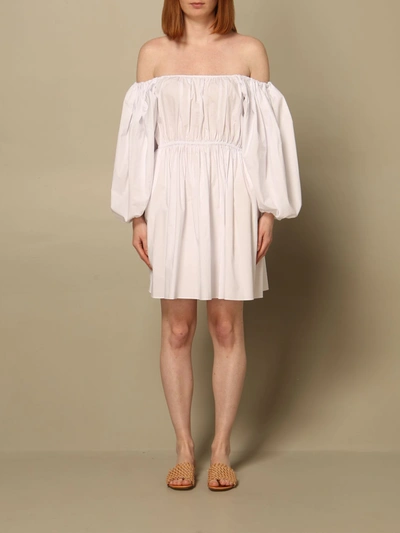 Shop Patrizia Pepe Short Dress In Cotton In White