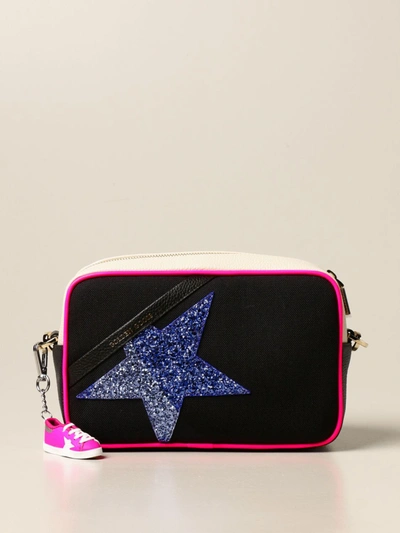 Shop Golden Goose Star  Bag In Textured Leather And Canvas In Black