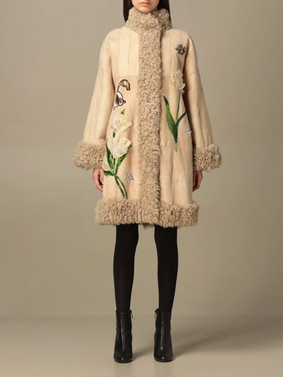 Shop Dolce & Gabbana Coat  Woman In Dove Grey