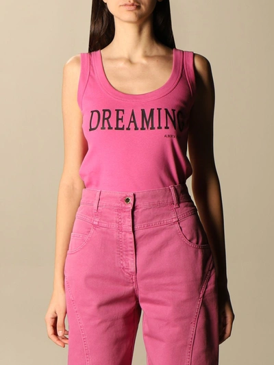Shop Alberta Ferretti Dreaming  Cotton Tank Top In Pink