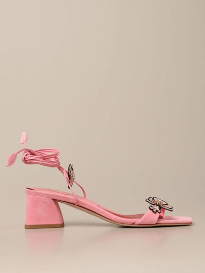 Shop Roger Vivier Vivier Blossom  Sandal In Suede In Pink