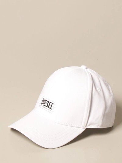 Shop Diesel Baseball Cap In Cotton With Logo In White