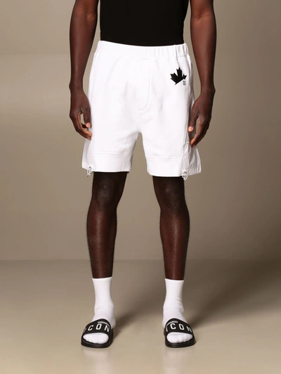 Shop Dsquared2 Jogging Bermuda Shorts In Cotton And Nylon In White