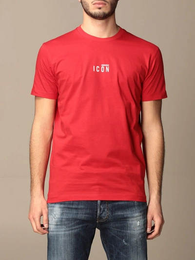 Shop Dsquared2 Cotton T-shirt With Logo In Red