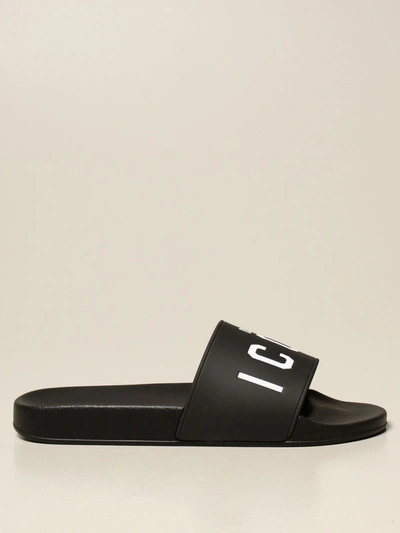 Shop Dsquared2 Rubber Sandal With Icon Print In Black