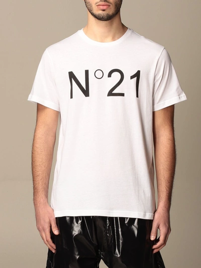 Shop N°21 N ° 21 Cotton Tshirt With Big Logo In White