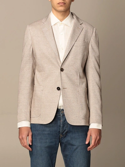 Shop Ermenegildo Zegna Singlebreasted Jacket In Linen And Cotton In Beige