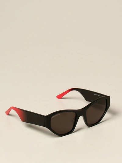 Shop Balenciaga Sunglasses In Acetate With Allover Logo In Black