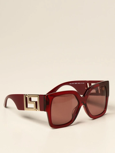 Shop Versace Sunglasses In Acetate In Burgundy