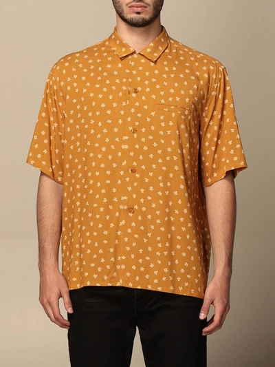 Shop Saint Laurent Shirt With Wild Orchid Motif In Ocher