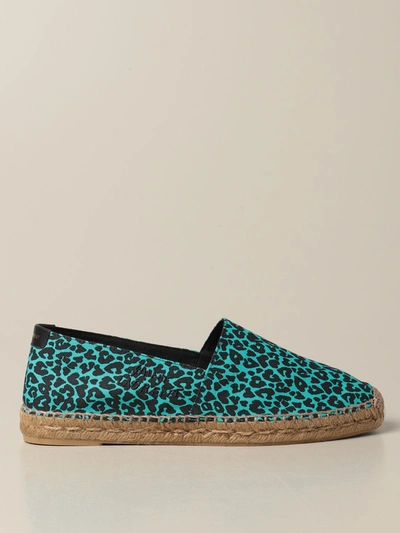 Shop Saint Laurent Espadrilles In Spotted Canvas In Water