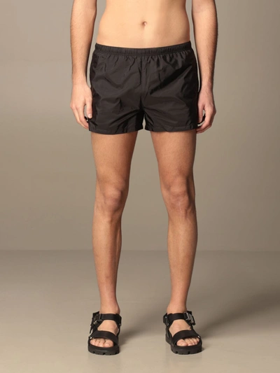 Shop Prada Boxer Swimsuit In Nylon In Black
