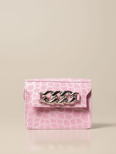 Shop N°21 N ° 21 Crossbody Bag In Crocodile Print Leather And Chain In Pink