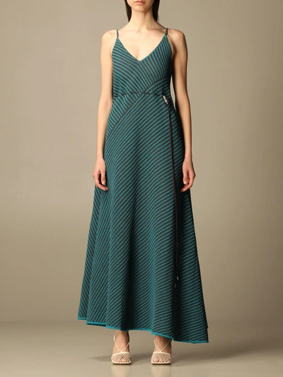 Shop Bottega Veneta Salon 01  Dress In Two-tone Knit In Lime