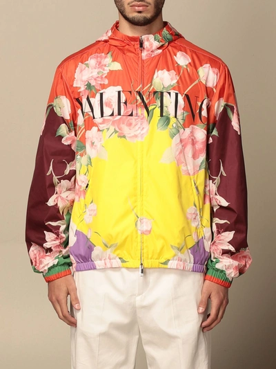 Shop Valentino Nylon Jacket With Logo Pattern In Multicolor