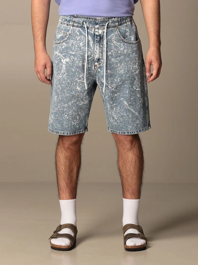 Shop Msgm Denim Shorts With Drawstring