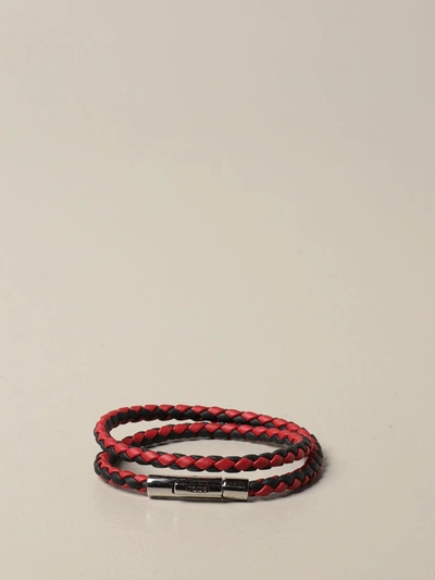 Shop Tod's Bracelet In Woven Leather In Black 1