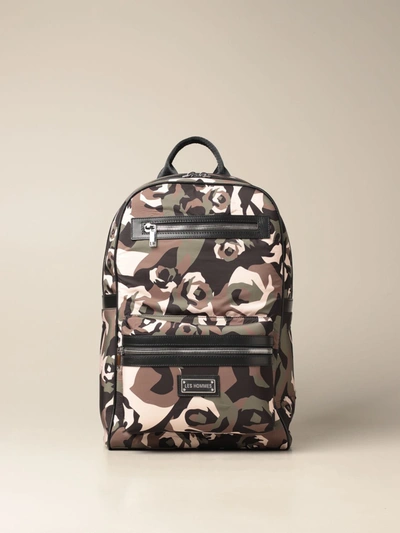 Shop Les Hommes Backpack In Camouflage Nylon In Green