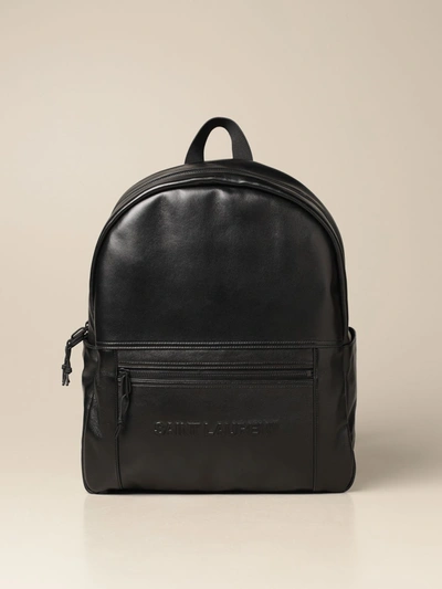 Shop Saint Laurent Nuxx  Leather Backpack With Logo In Black