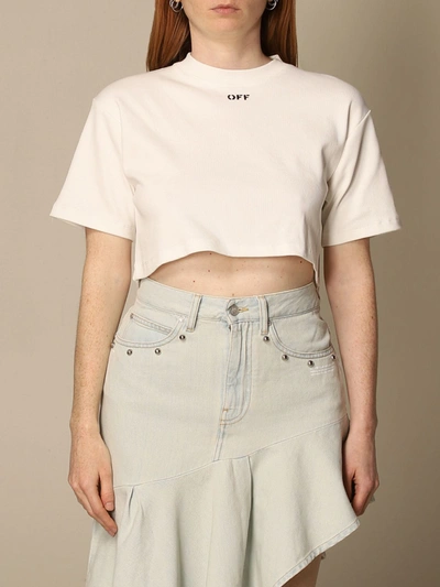 Shop Off-white Basic Off White Tshirt With Logo
