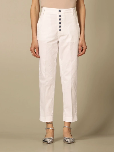 Shop Dondup Jean  In Cotton With Buttons In White