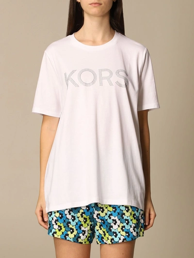 Shop Michael Michael Kors Logo Tshirt In White