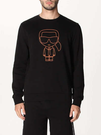 Orange Karl logo sweatshirt in black