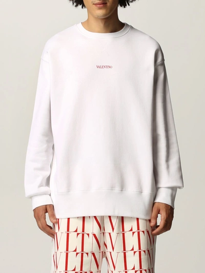 Shop Valentino Cotton Sweatshirt With Logo In White