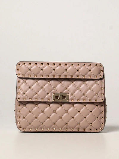 Shop Valentino Rockstud Spike Bag In Nappa Leather In Blush Pink
