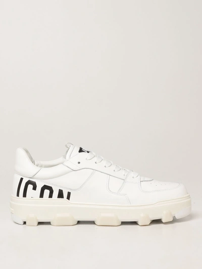 Shop Dsquared2 Icon Basket Sneakers In Leather In White