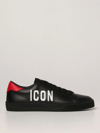 Shop Dsquared2 Icon  Sneakers In Leather With Logo In Black