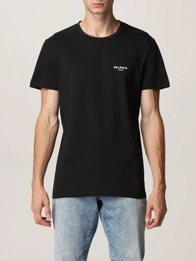 Shop Balmain Cotton Tshirt With Logo In Black