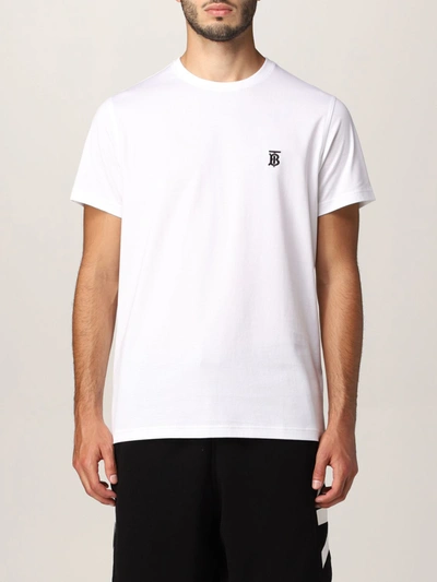 Shop Burberry Parker  Cotton Tshirt With Monogram In White