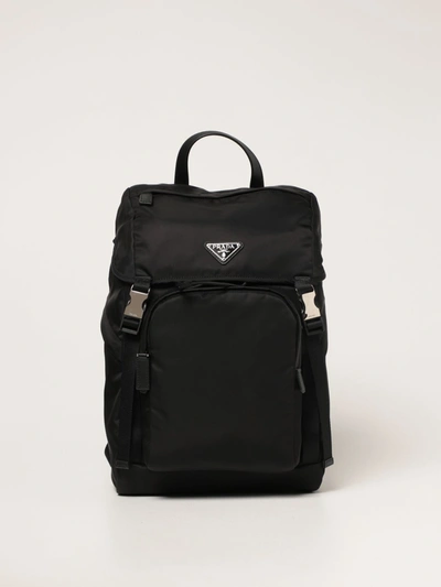 Shop Prada Backpack In Renylon With Triangular Logo In Black