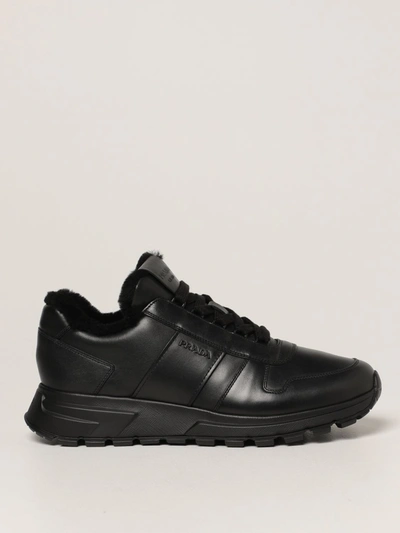 Shop Prada Prax 01  Sneakers In Leather In Black