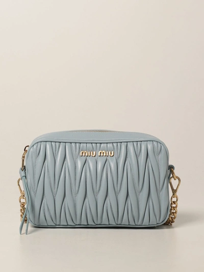 Shop Miu Miu Brick Bag In Quilted Nappa Leather In Gnawed Blue