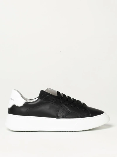 Shop Philippe Model Temple  Sneakers In Leather In Black