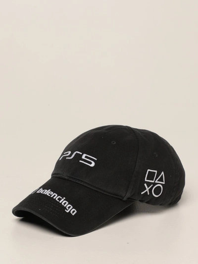 Shop Balenciaga Baseball Cap With Playstation Logo In Black