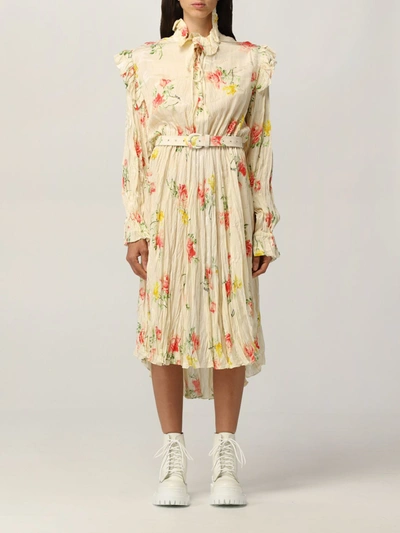 Balenciaga Off-shoulder Crinkle-effect Floral-jacquard Dress In Pink