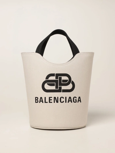 Balenciaga Wave Logo-jacquard Cotton-canvas Tote Bag In White | ModeSens