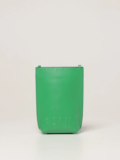 Shop Ganni Bag In Recycled Leather In Green