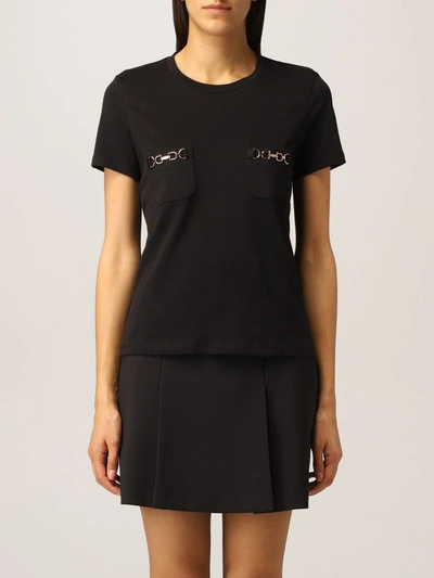 Shop Elisabetta Franchi Tshirt With Clamps In Black