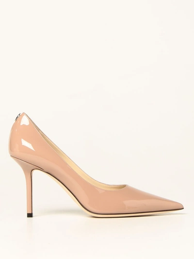Shop Jimmy Choo Love  Patent Leather Pumps In Nude