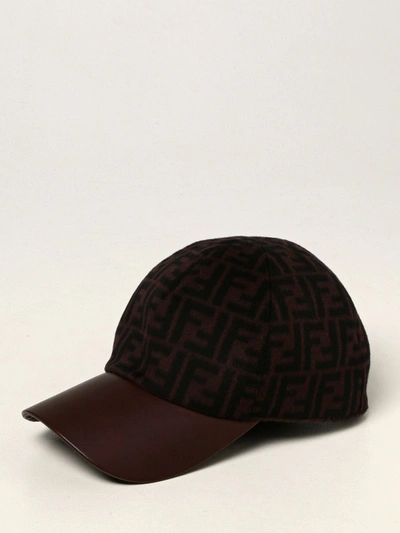 Shop Fendi Baseball Cap With All Over Logo In Brown