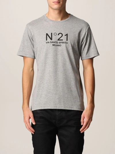 Shop N°21 N ° 21 Tshirt In Cotton Jersey With Logo In Grey