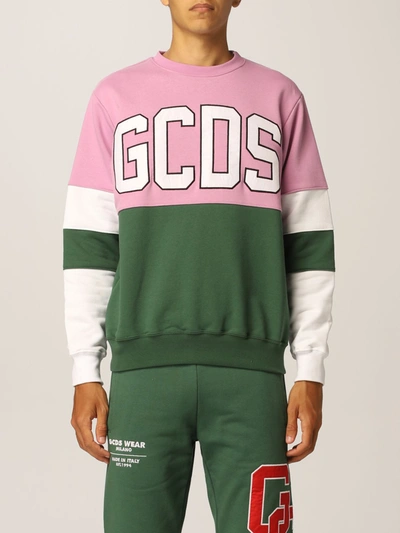 Shop Gcds Cotton Sweatshirt With Big Logo In Multicolor