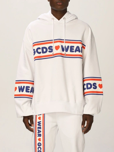 Shop Gcds Lovely  Cotton Sweatshirt With Logo In White